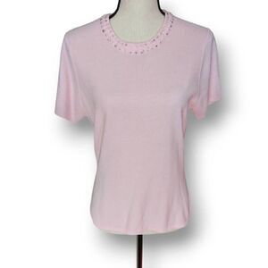 Jaclyn Smith Short Sleeve Pink Sweater Women's Size Medium